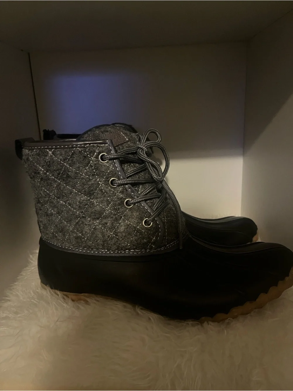 Women’s Chooka Eastlake Quilted Duck Boot Charcoal Grey Size 9 Wool 1128337B